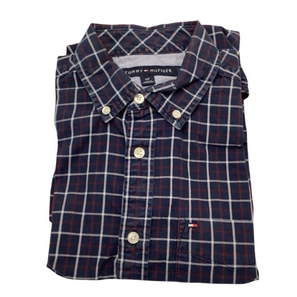 Tommy Hilfiger Blue Checks Long Sleeve Button Up Cotton Shirt Mens Size Small - Picture 1 of 8